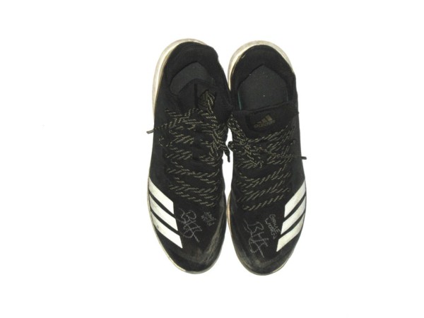 Bryce Hensley 2019 Northwest Arkansas Naturals Game Worn & Signed Black, White & Gold Adidas Cleats - Image 4