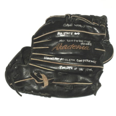 Bryce Hensley A.C Reynolds Rockets Game Used & Signed Black Akadema Baseball Glove - Several Inscriptions!