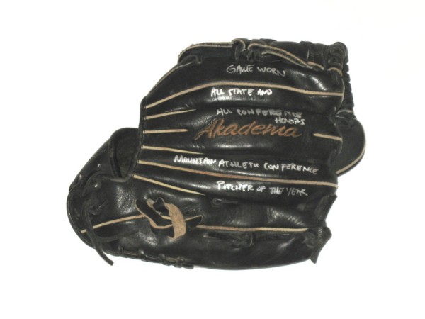 Bryce Hensley A.C Reynolds Rockets Game Used & Signed Black Akadema Baseball Glove - Several Inscriptions!