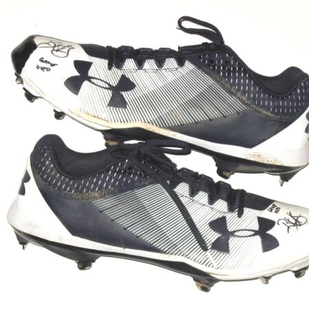 Bryce Hensley UNC Greensboro Spartans Game Worn & Signed White & Blue Under Armour Baseball Cleats