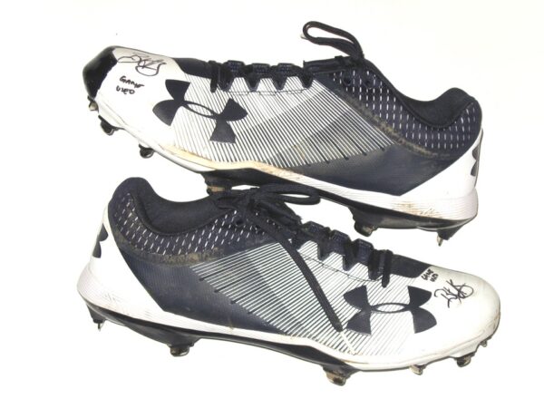 Bryce Hensley UNC Greensboro Spartans Game Worn & Signed White & Blue Under Armour Baseball Cleats