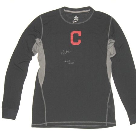 Max Moroff 2019 Game Worn & Signed Official Cleveland Indians #26 Long Sleeve Nike Pro Dri-Fit Shirt