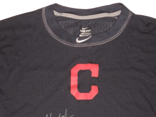 Max Moroff 2019 Game Worn & Signed Official Cleveland Indians #26 Long Sleeve Nike Pro Dri-Fit Shirt