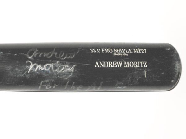 Andrew Moritz 2019 Florida Fire Frogs Game Used & Signed Black Pro Model MT27 Old Hickory Maple Bat - Cracked1