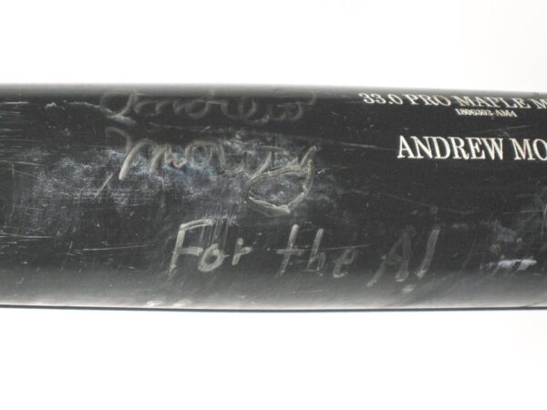 Andrew Moritz 2019 Florida Fire Frogs Game Used & Signed Black Pro Model MT27 Old Hickory Maple Bat - Cracked