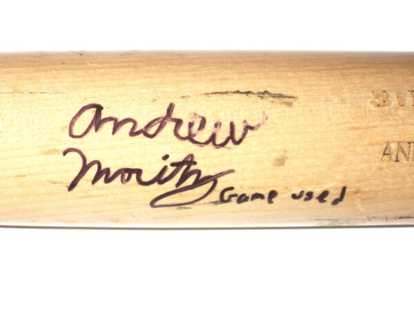 Andrew Moritz 2019 Florida Fire Frogs Game Used & Signed Old Hickory Maple Bat - Cracked