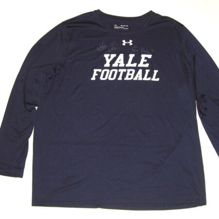 Dieter Eiselen Practice Worn & Signed Official Blue Yale Bulldogs Football Long Sleeve Under Armour 2XL Shirt