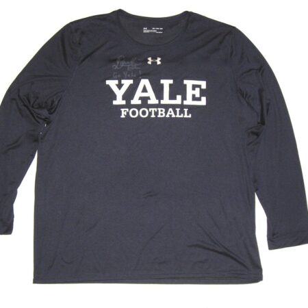 Dieter Eiselen Practice Worn & Signed Official Blue Yale Bulldogs Football Long Sleeve Under Armour 2XL Shirt