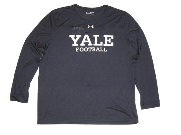 Dieter Eiselen Practice Worn & Signed Official Blue Yale Bulldogs Football Long Sleeve Under Armour 2XL Shirt