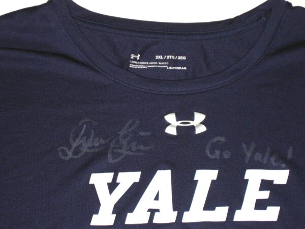 Dieter Eiselen Practice Worn & Signed Official Blue Yale Bulldogs Football Long Sleeve Under Armour 2XL Shirt