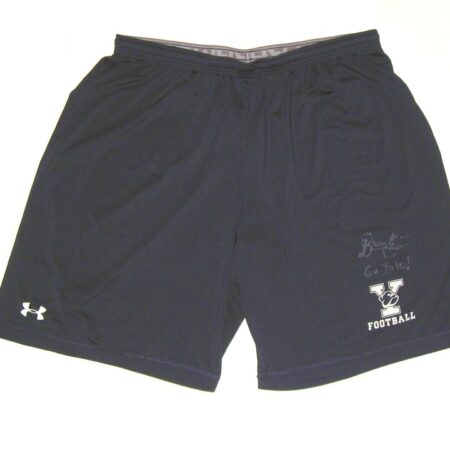 Dieter Eiselen Practice Worn & Signed Official Blue Yale Bulldogs Football Under Armour HeatGear 2XL Shorts