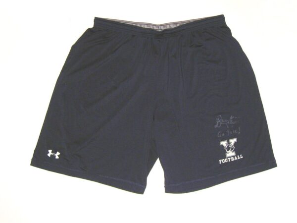 Dieter Eiselen Practice Worn & Signed Official Blue Yale Bulldogs Football Under Armour HeatGear 2XL Shorts