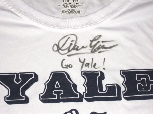 Dieter Eiselen Practice Worn & Signed Official White Yale Bulldogs Football Hanes Cool Dri 2XL Shirt
