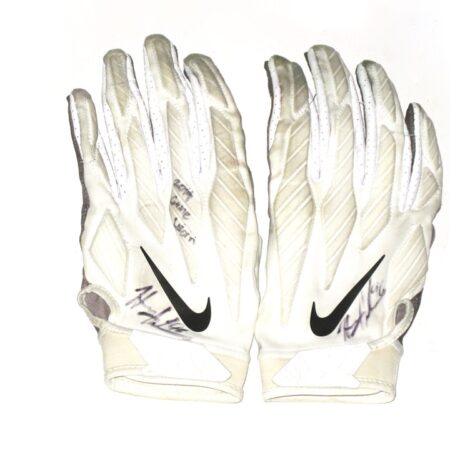 Henry Anderson New York Jets 2019 Game Worn & Signed White, Black & Gray Nike Alpha Gloves