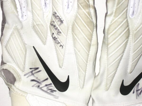 Henry Anderson New York Jets 2019 Game Worn & Signed White, Black & Gray Nike Alpha Gloves