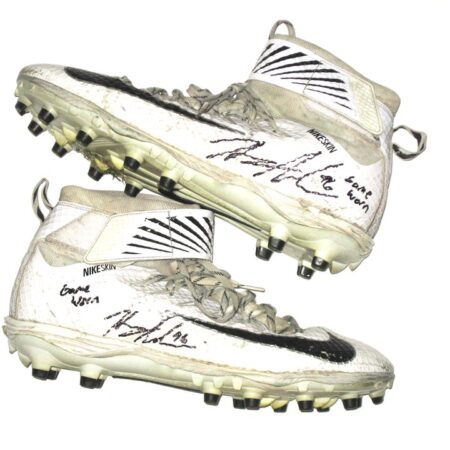 Henry Anderson 2020 New York Jets Game Worn & Signed White & Black Nike Lunarbeast Cleats