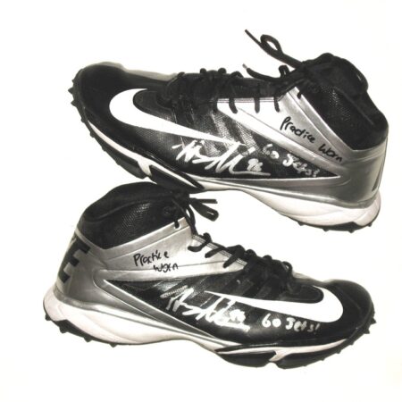 Henry Anderson 2020 New York Jets Practice Worn & Signed Black & Silver Nike Vapor Pro Turf Cleats