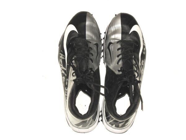 Henry Anderson 2020 New York Jets Practice Worn & Signed Black & Silver Nike Vapor Pro Turf Cleats2