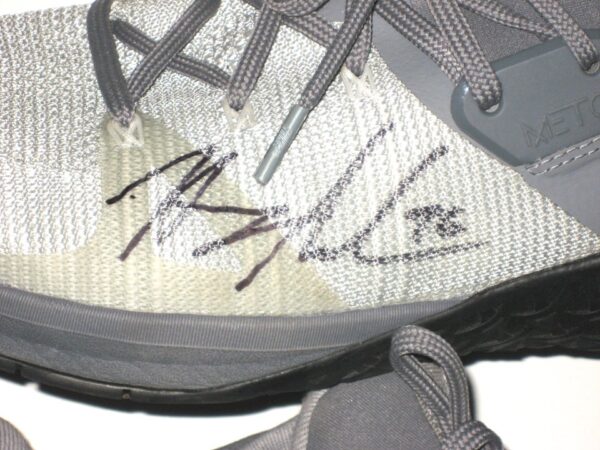 Henry Anderson 2020 New York Jets Training Worn & Signed White, Black, Silver & Gray Nike Metcon Shoes
