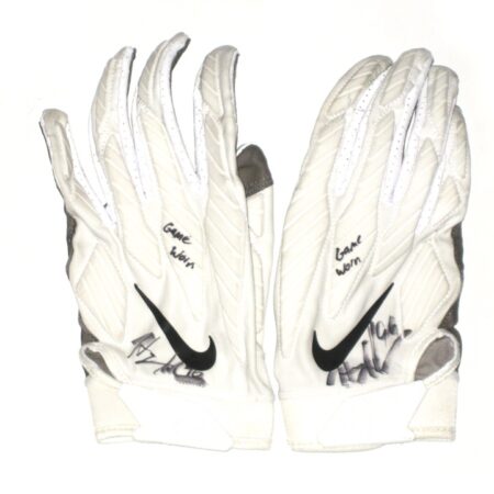 Henry Anderson New York Jets 2020 Game Worn & Signed White, Black & Gray Nike Alpha Gloves