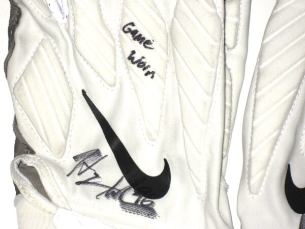 Henry Anderson New York Jets 2020 Game Worn & Signed White, Black & Gray Nike Alpha Gloves