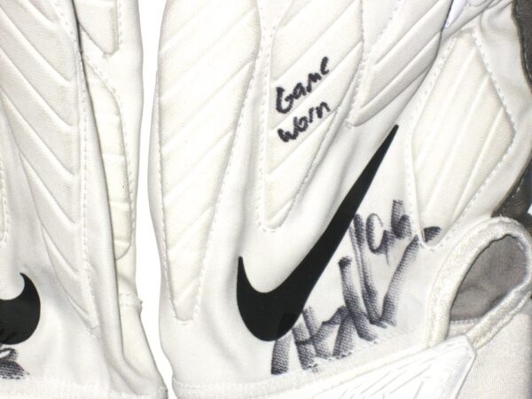 Henry Anderson New York Jets 2020 Game Worn & Signed White, Black & Gray Nike Alpha Gloves