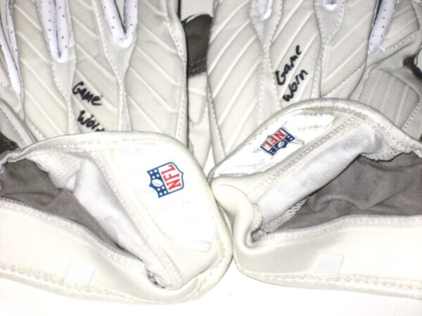 Henry Anderson New York Jets 2020 Game Worn & Signed White, Black & Gray Nike Alpha Gloves