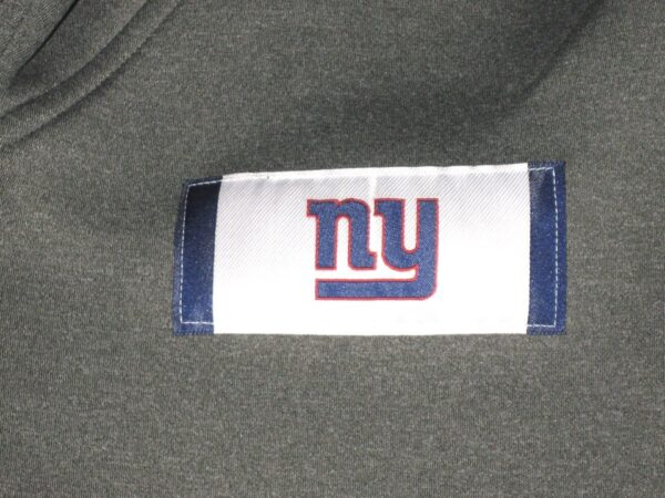 Alex Tanney Player Issued Gray New York Giants #3 On-Field Short Sleeve Full-Zip Hoodie Large Jacket