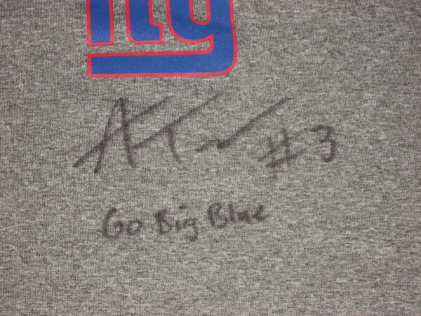 Alex Tanney Player Issued & Signed Gray New York Giants #3 Nike Dri-Fit Sleeveless Shirt