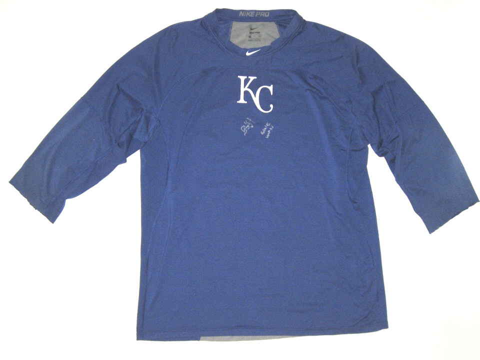 Bryce Hensley 2020 Game Worn & Signed Official Blue & Gray Kansas City  Royals Nike Pro Dri-Fit XXL Shirt - Big Dawg Possessions