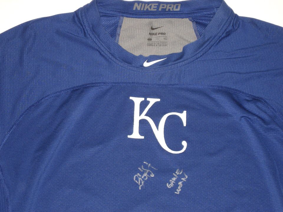 Bryce Hensley 2020 Game Worn & Signed Official Blue & Gray Kansas City  Royals Nike Pro Dri-Fit XXL Shirt - Big Dawg Possessions