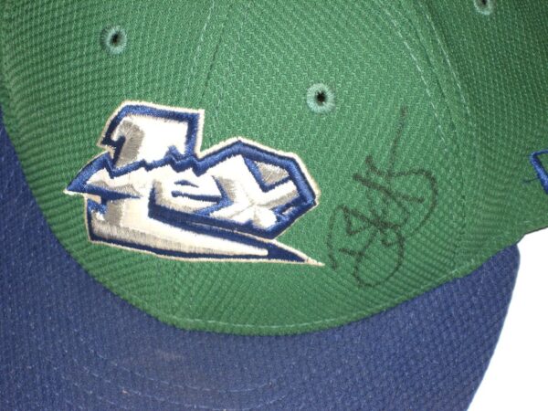 Bryce Hensley Pregame Worn & Signed Official Green & Blue Lexington Legends New Era 59FIFTY Hat