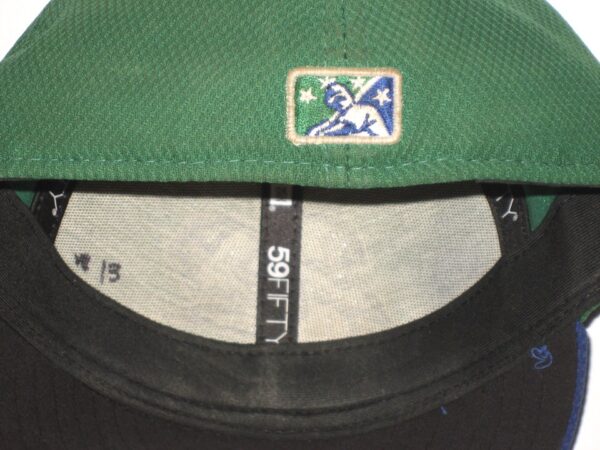 Bryce Hensley Pregame Worn & Signed Official Green & Blue Lexington Legends New Era 59FIFTY Hat