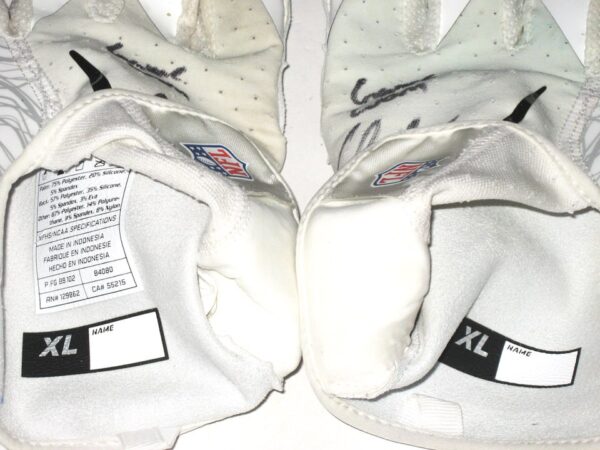 Chandler Cox Miami Dolphins Game Worn & Signed White & Silver Nike XL Gloves