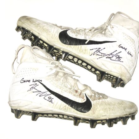 Henry Anderson 2020 New York Jets Game Worn & Signed White & Black Nike Alpha Huarache Cleats