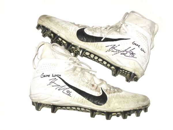 Henry Anderson 2020 New York Jets Game Worn & Signed White & Black Nike Alpha Huarache Cleats