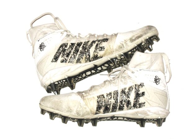 Henry Anderson 2020 New York Jets Game Worn & Signed White & Black Nike Alpha Huarache Cleats