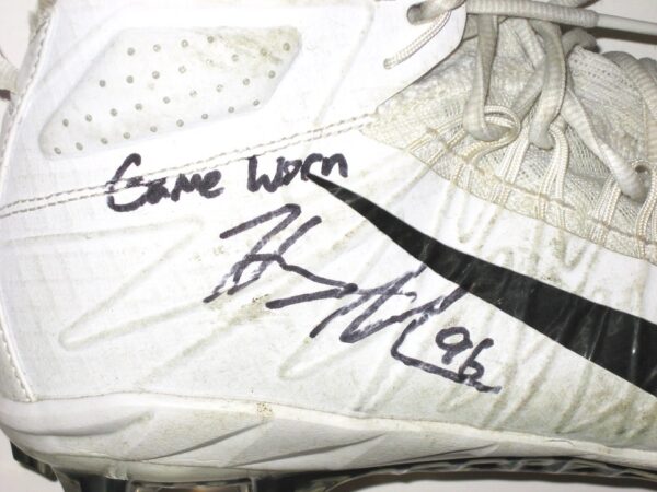 Henry Anderson 2020 New York Jets Game Worn & Signed White & Black Nike Alpha Huarache Cleats
