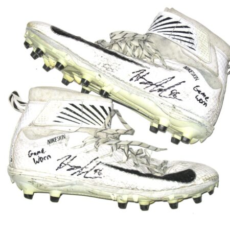 Henry Anderson 2020 New York Jets Game Worn & Signed White & Black Nike Lunarbeast Cleats