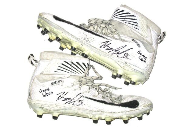Henry Anderson 2020 New York Jets Game Worn & Signed White & Black Nike Lunarbeast Cleats