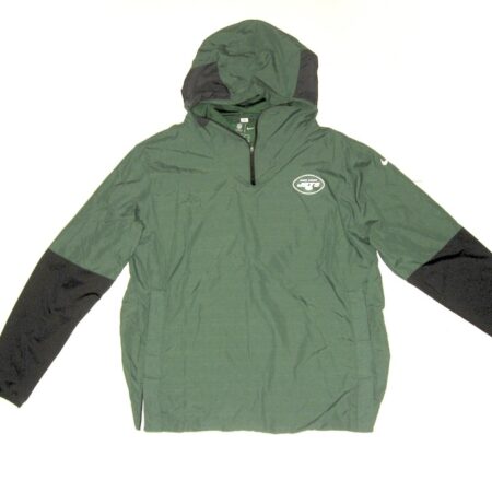 Henry Anderson 2020 Pregame Worn Official Green & Black New York Jets #96 Nike On-Field Quarter-Zip XXL Pullover