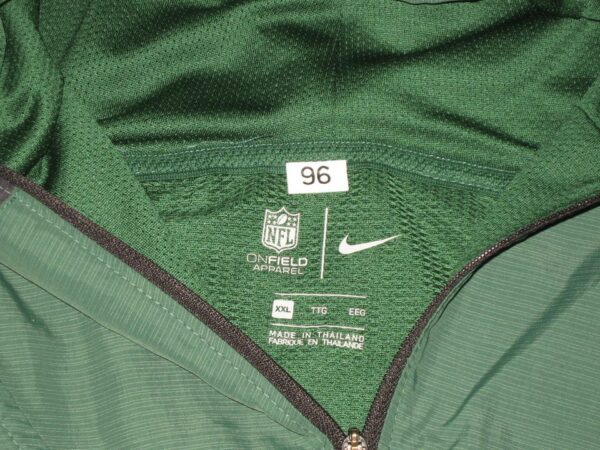 Henry Anderson 2020 Pregame Worn Official Green & Black New York Jets #96 Nike On-Field Quarter-Zip XXL Pullover