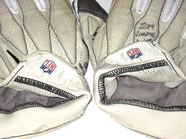 Henry Anderson New York Jets 2019 Game Worn & Signed White, Black & Gray Nike Gloves