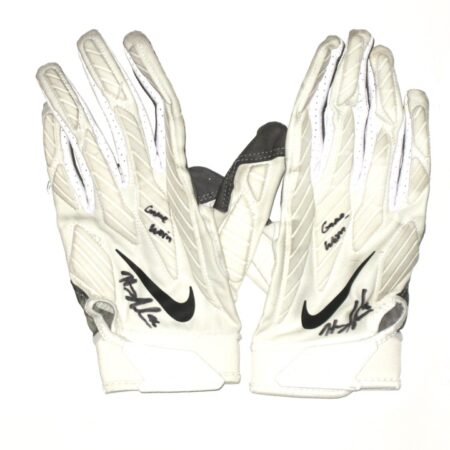 Henry Anderson New York Jets 2020 Game Worn & Signed White, Black & Gray Nike Alpha Gloves