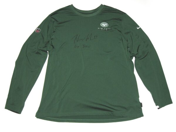 Henry Anderson Player Issued & Signed Official Green New York Jets #96 On-Field Long Sleeve Nike Dri-Fit XXL Shirt