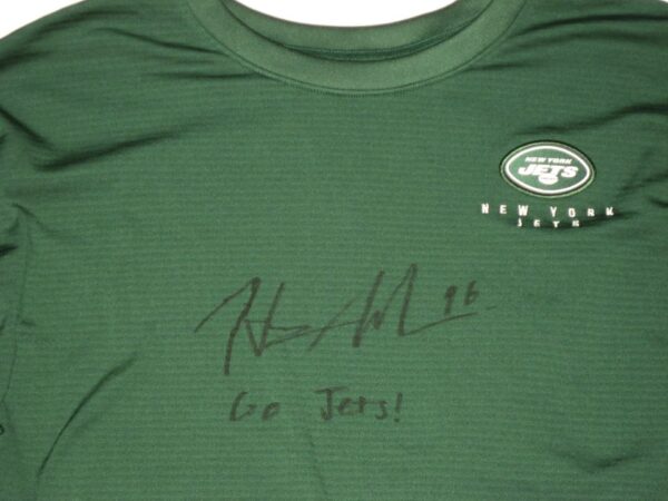 Henry Anderson Player Issued & Signed Official Green New York Jets #96 On-Field Long Sleeve Nike Dri-Fit XXL Shirt