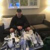 Henry Anderson with 2020 New York Jets Game Worn & Signed White & Black Nike Lunarbeast Cleats