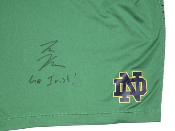 Tommy Kraemer Practice Worn & Signed Official Green Notre Dame Fighting Irish Under Armour HeatGear XXL Shorts1