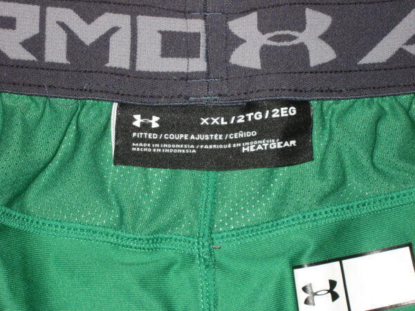 Tommy Kraemer Practice Worn & Signed Official Green Notre Dame Fighting Irish Under Armour HeatGear XXL Shorts