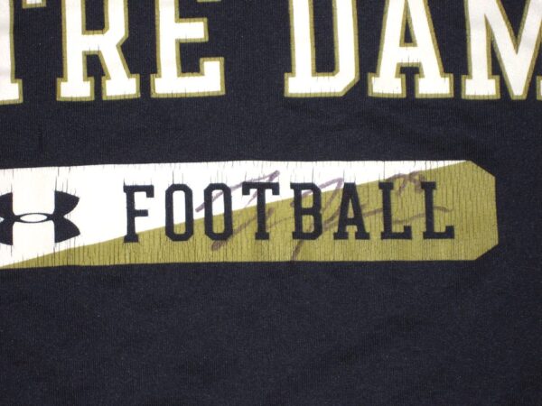 Tommy Kraemer Training Worn & Signed Official Notre Dame Fighting Irish Football Under Armour 3XL Shirt